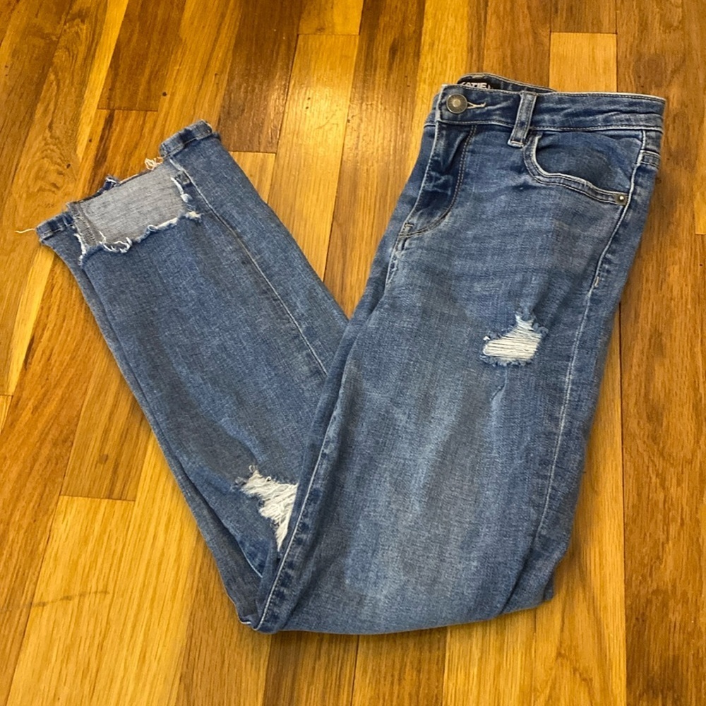 Katie J NYC Girls Blue Ripped Jeans Size 14